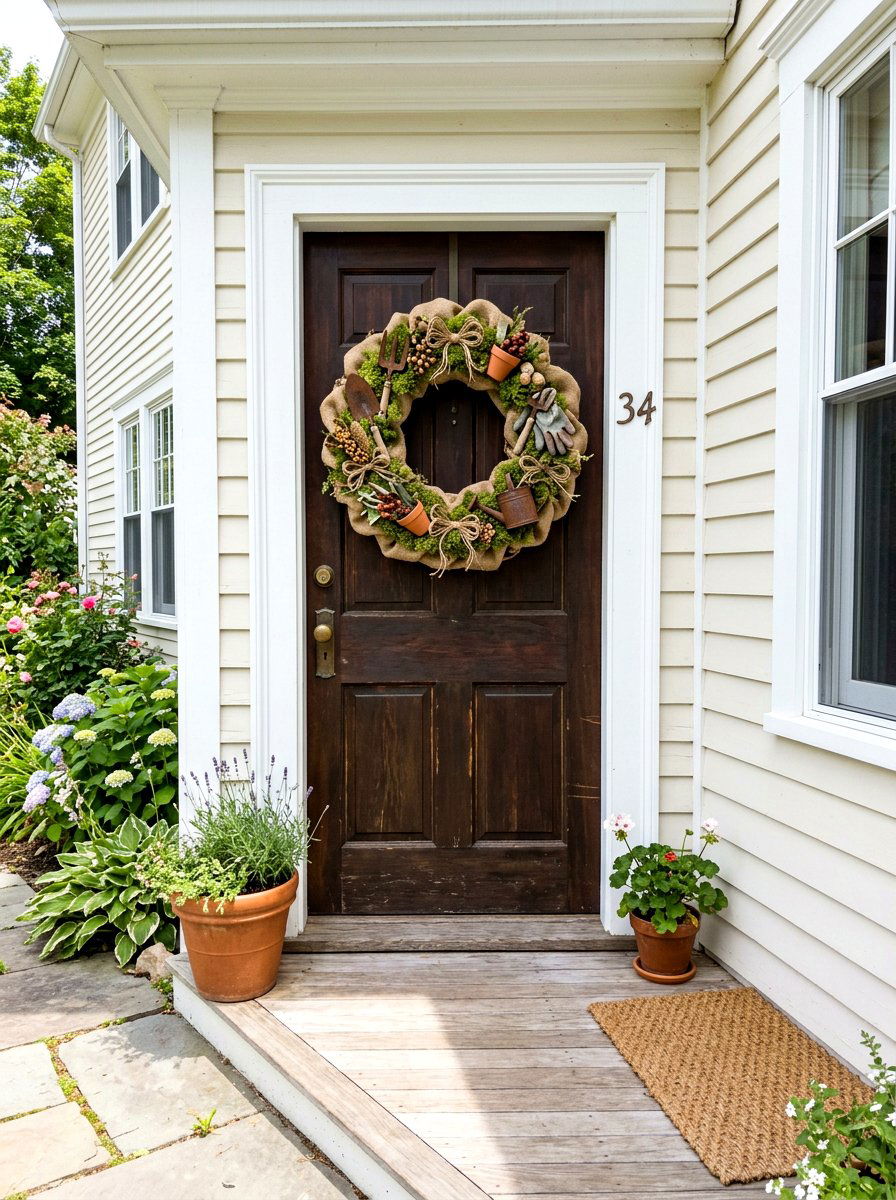 Garden Tool Burlap Wreath - 25 Spring Burlap Wreath Ideas