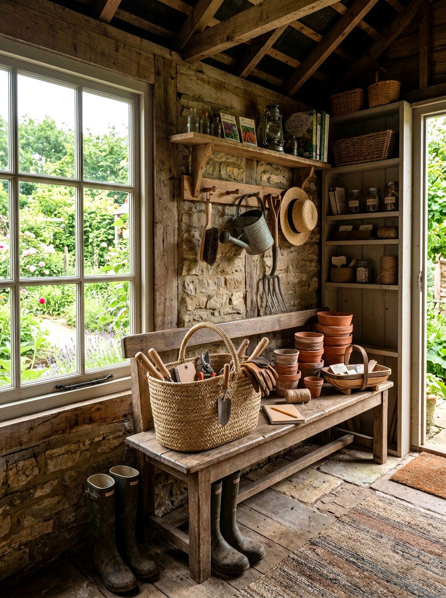 Garden Tool Seagrass Storage - 25 Spring Seagrass Basket Decor Ideas