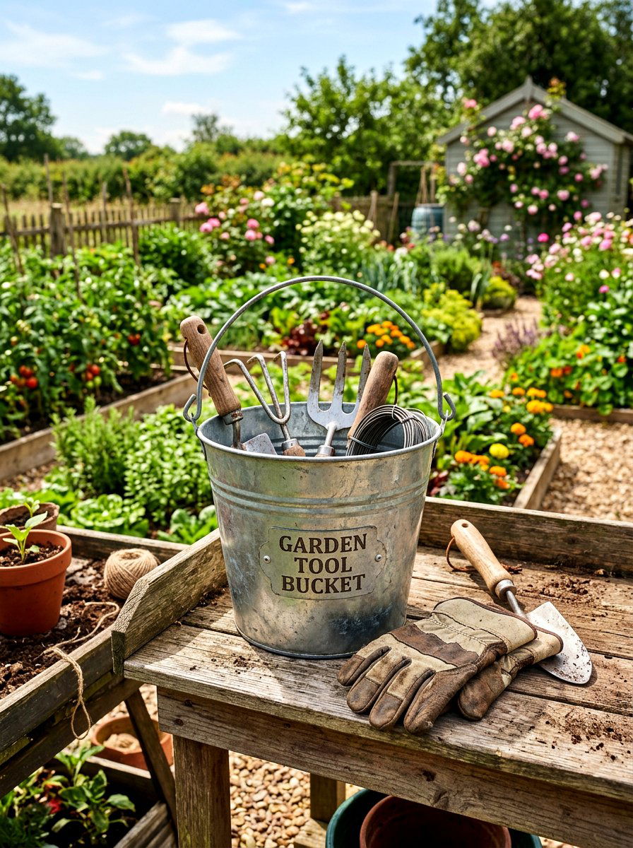 Garden Tool Storage Bucket - 25 Spring Galvanized Bucket Decor Ideas