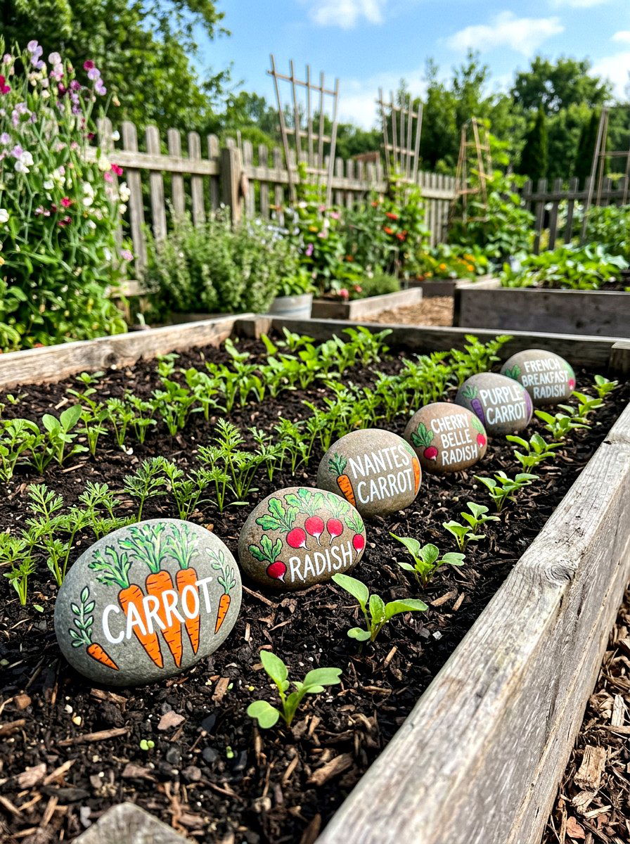 Garden Vegetable Marker - 25 Spring Painted Rock Ideas for Garden