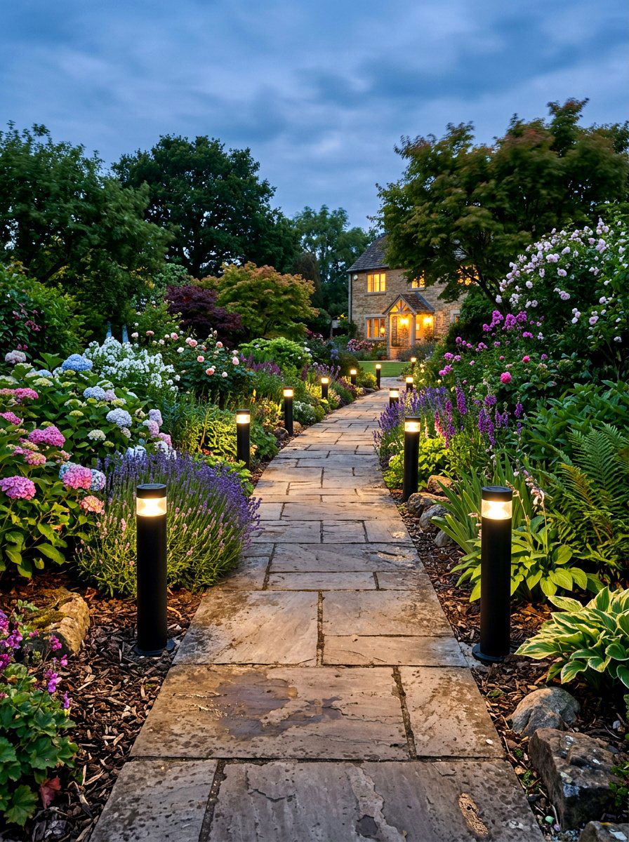 Garden Walkway Solar Lights - 25 Spring Open House Decor Ideas