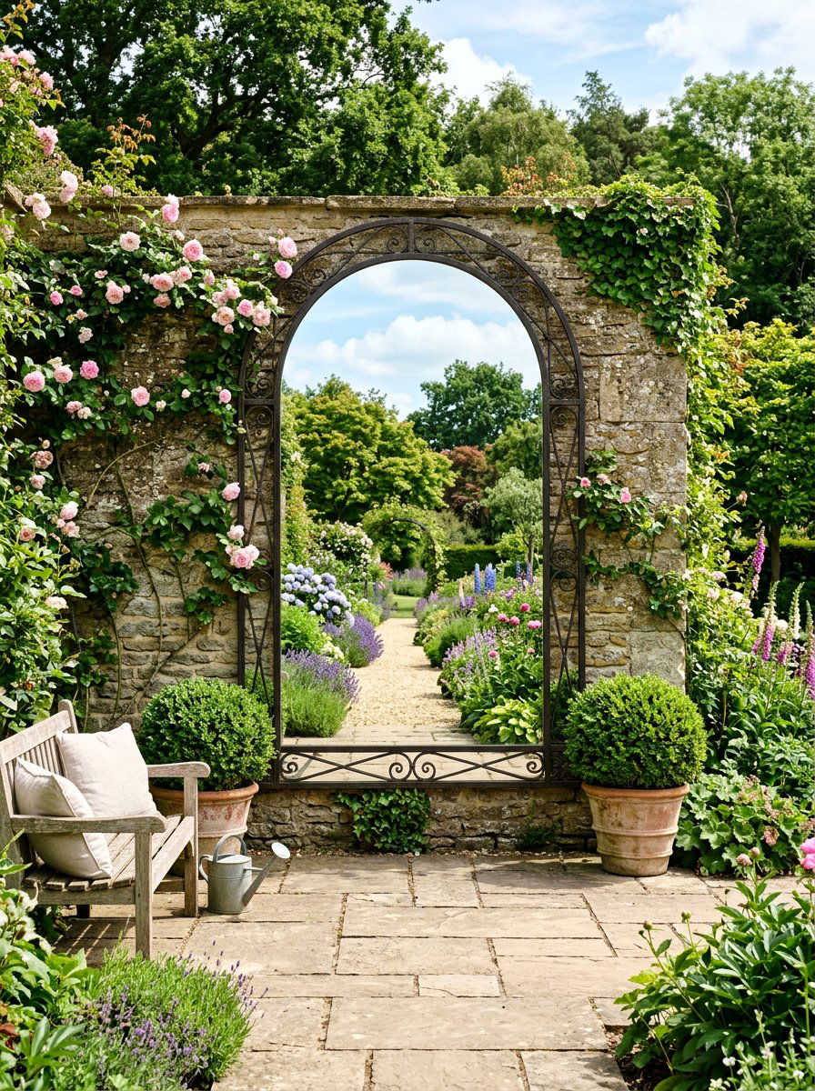 Garden Wall Mirror - 25 Spring Outdoor Wall Decor Ideas