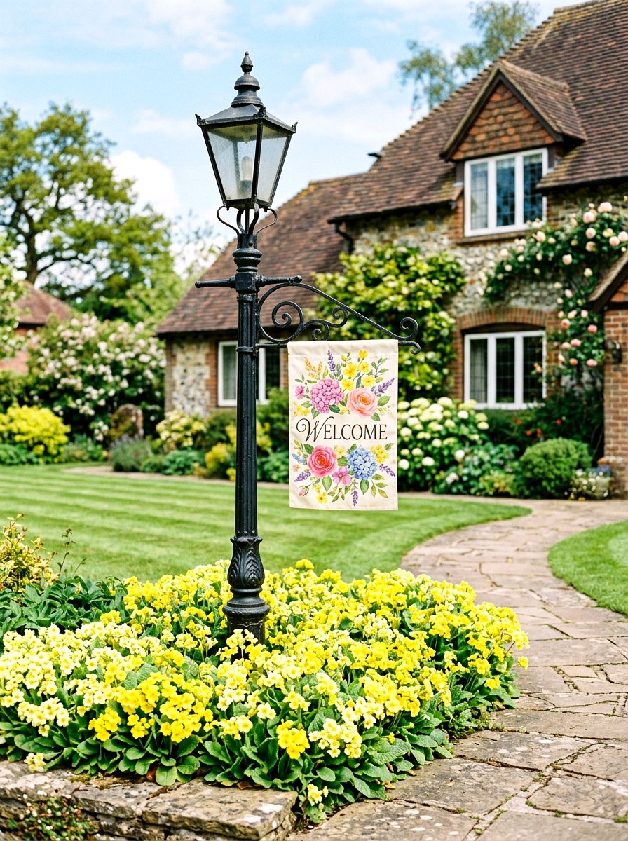 Garden flag lamp post - 25 Spring Lamp Post Decor Ideas