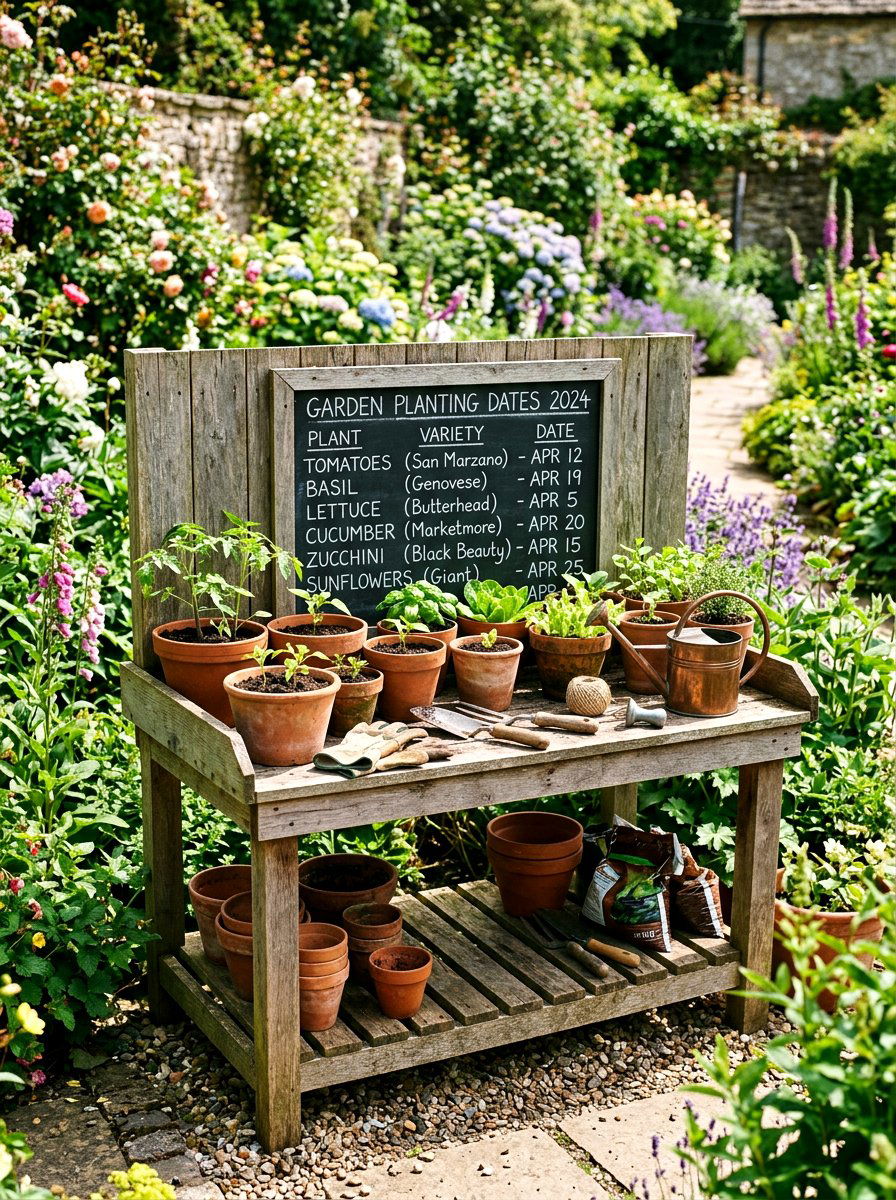 Garden potting bench chalkboard labels - 25 Spring Chalkboard Decor Ideas