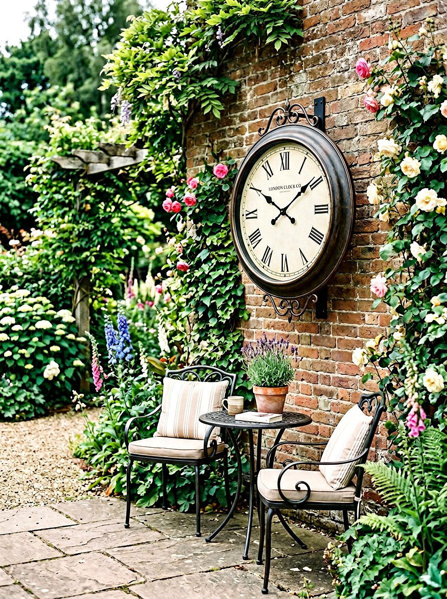 Garden wall clock - 25 Spring Garden Wall Decor Ideas