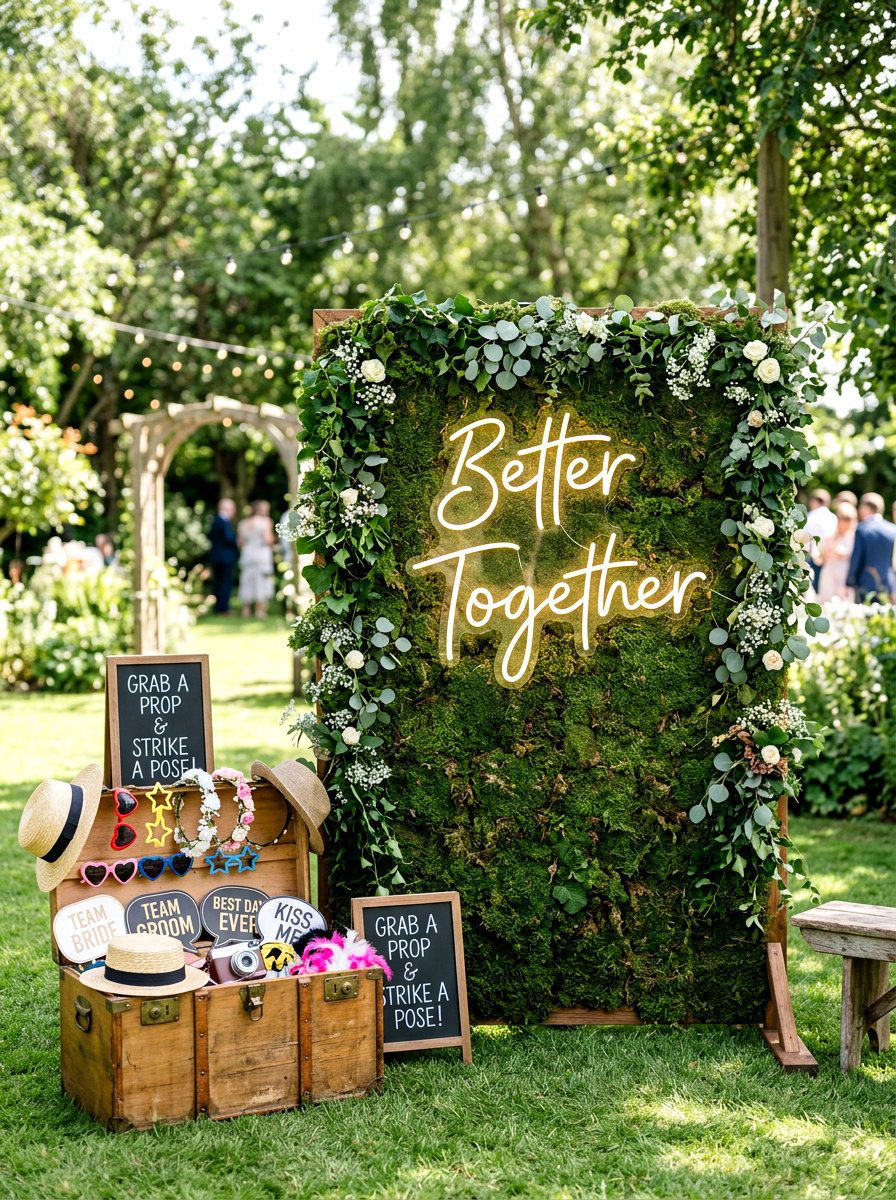 Garden wedding photo booth - 25 Spring Garden Wedding Ideas