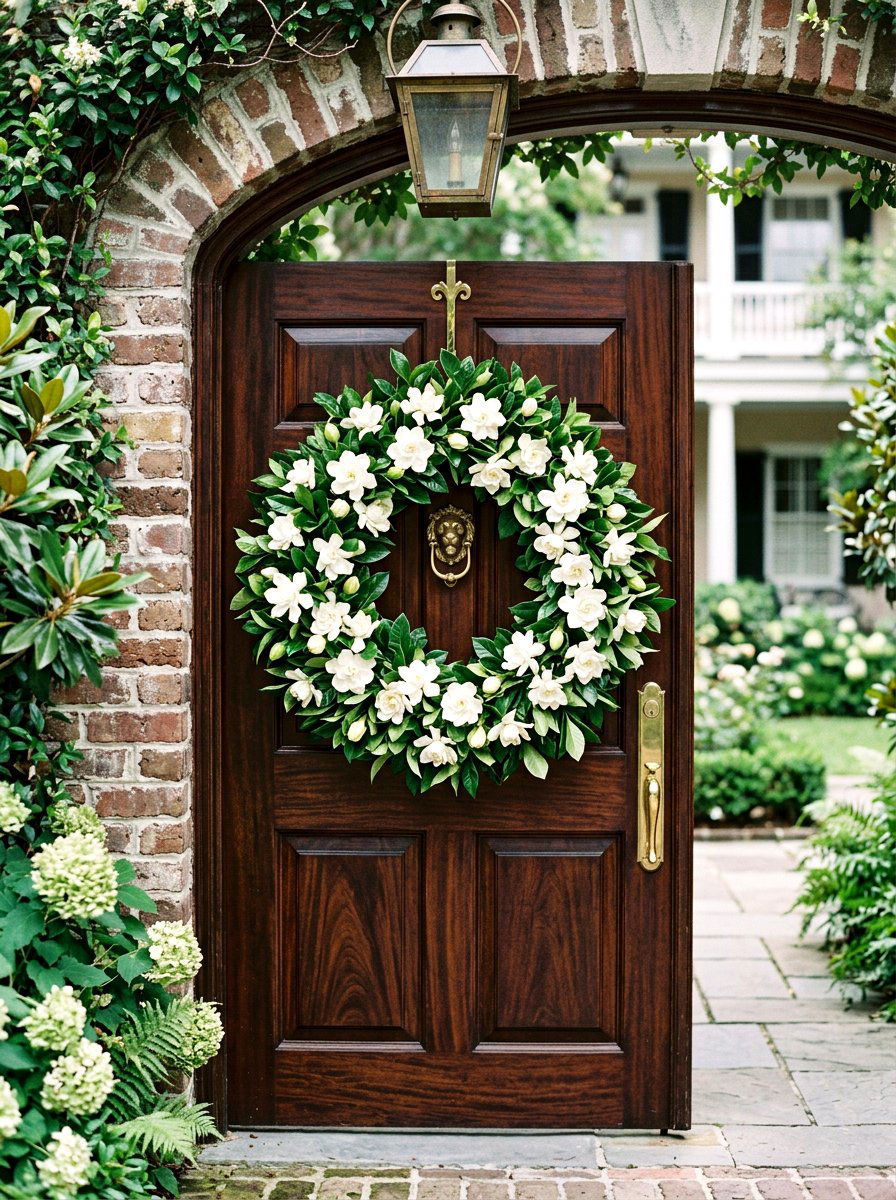 Gardenia White Floral Wreath - 25 Spring Fresh Floral Wreath Ideas