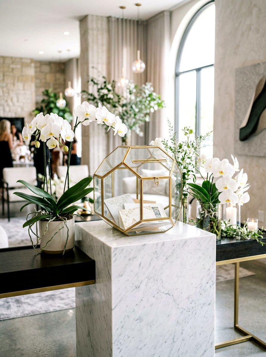 Geometric Brass Card Box - 25 Spring Wedding Card Box Ideas