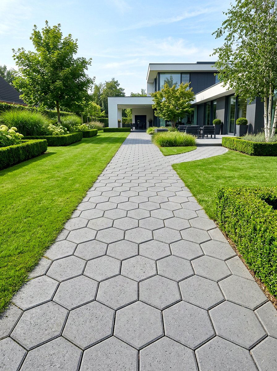 Geometric Concrete Paver - 25 Spring Stepping Stone Decor Ideas
