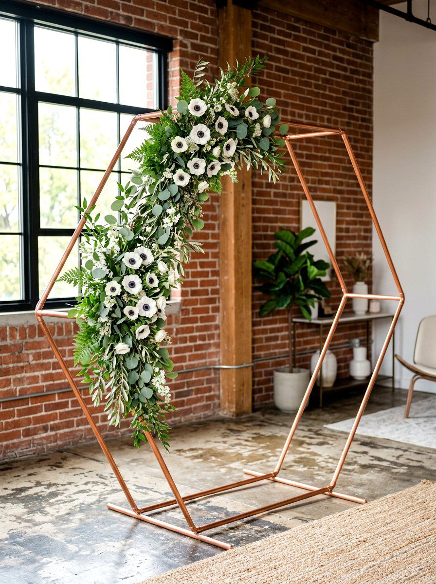 Geometric Copper Arch - 25 Spring Wedding Arch Ideas
