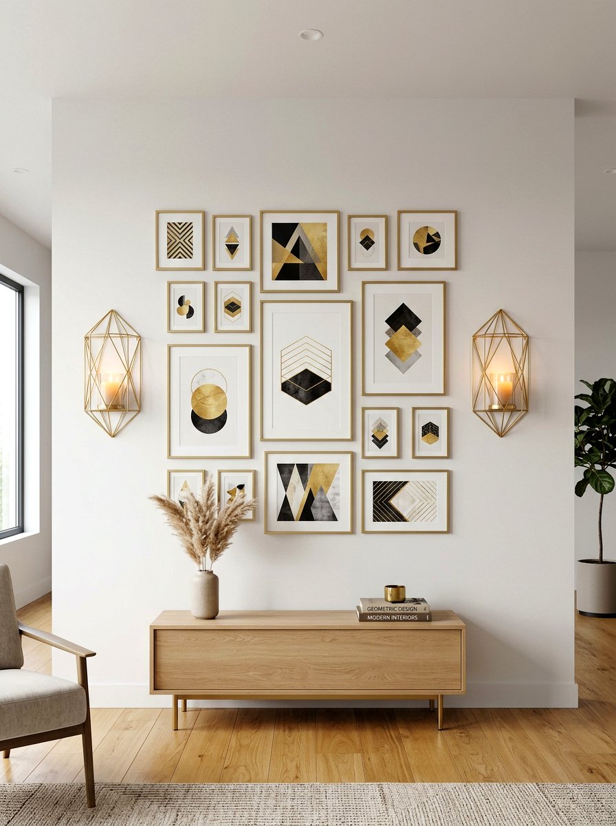 Geometric Gold Sconces - 25 Spring Candle Arrangement Ideas