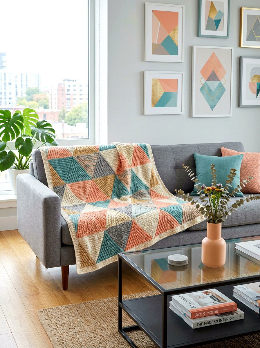 Geometric Pastel Afghan - 25 Spring Crochet Throw Ideas