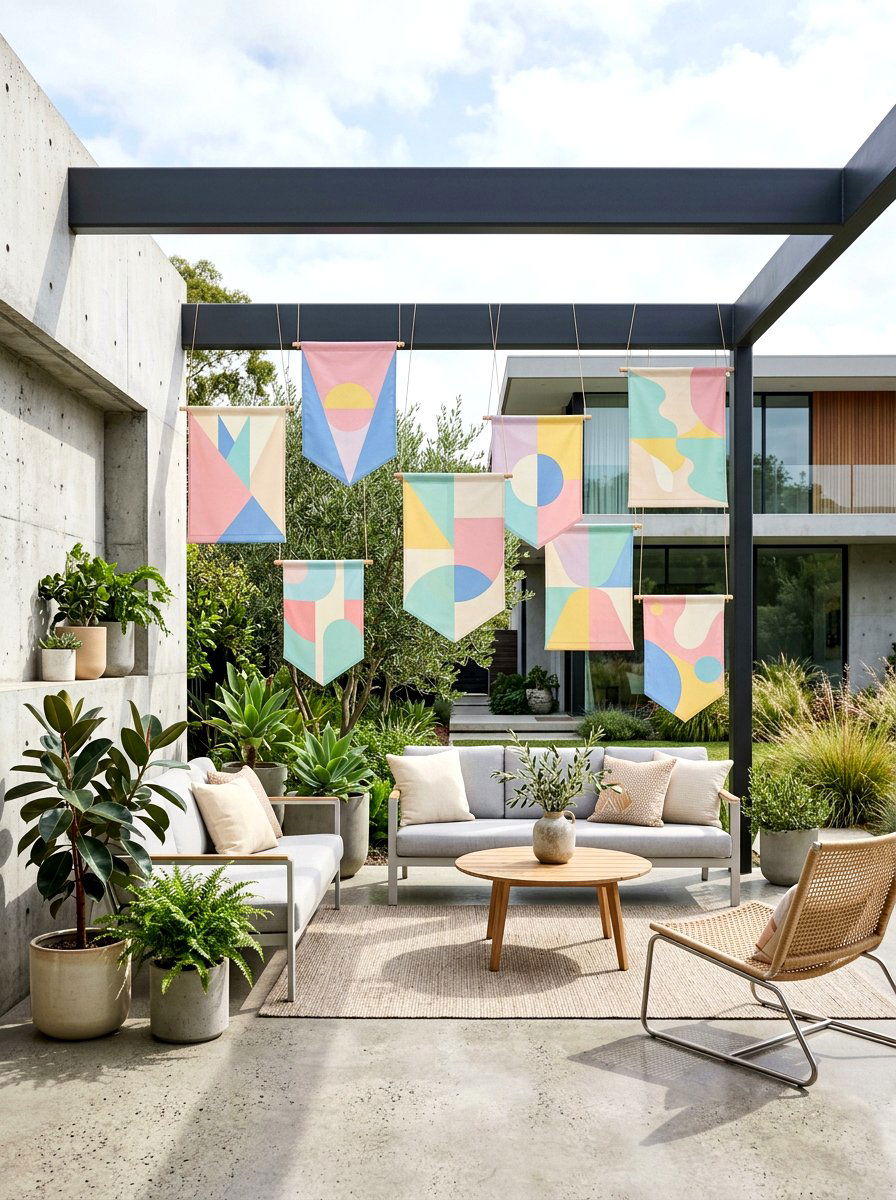 Geometric Pastel Hanging Decor - 25 Spring Outdoor Banner Ideas
