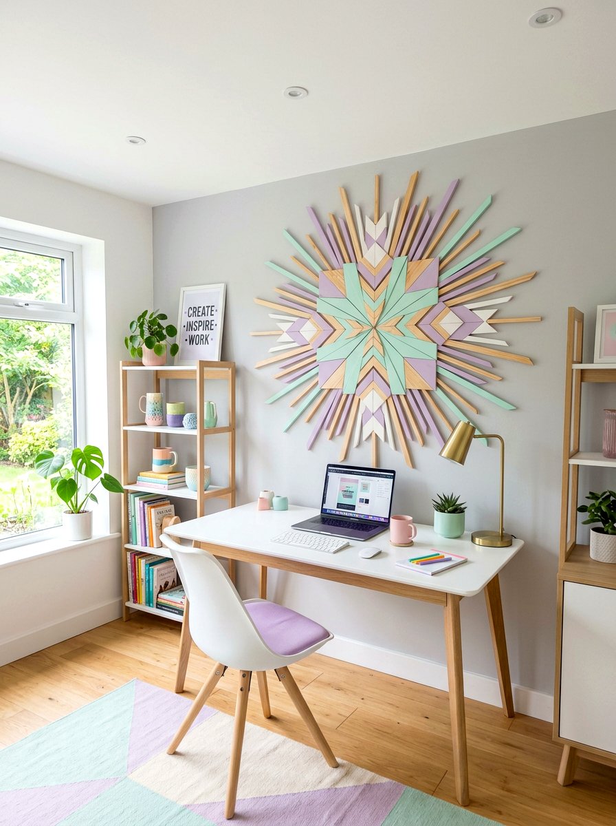 Geometric Pastel Wood Art - 25 Spring DIY Wall Art Ideas