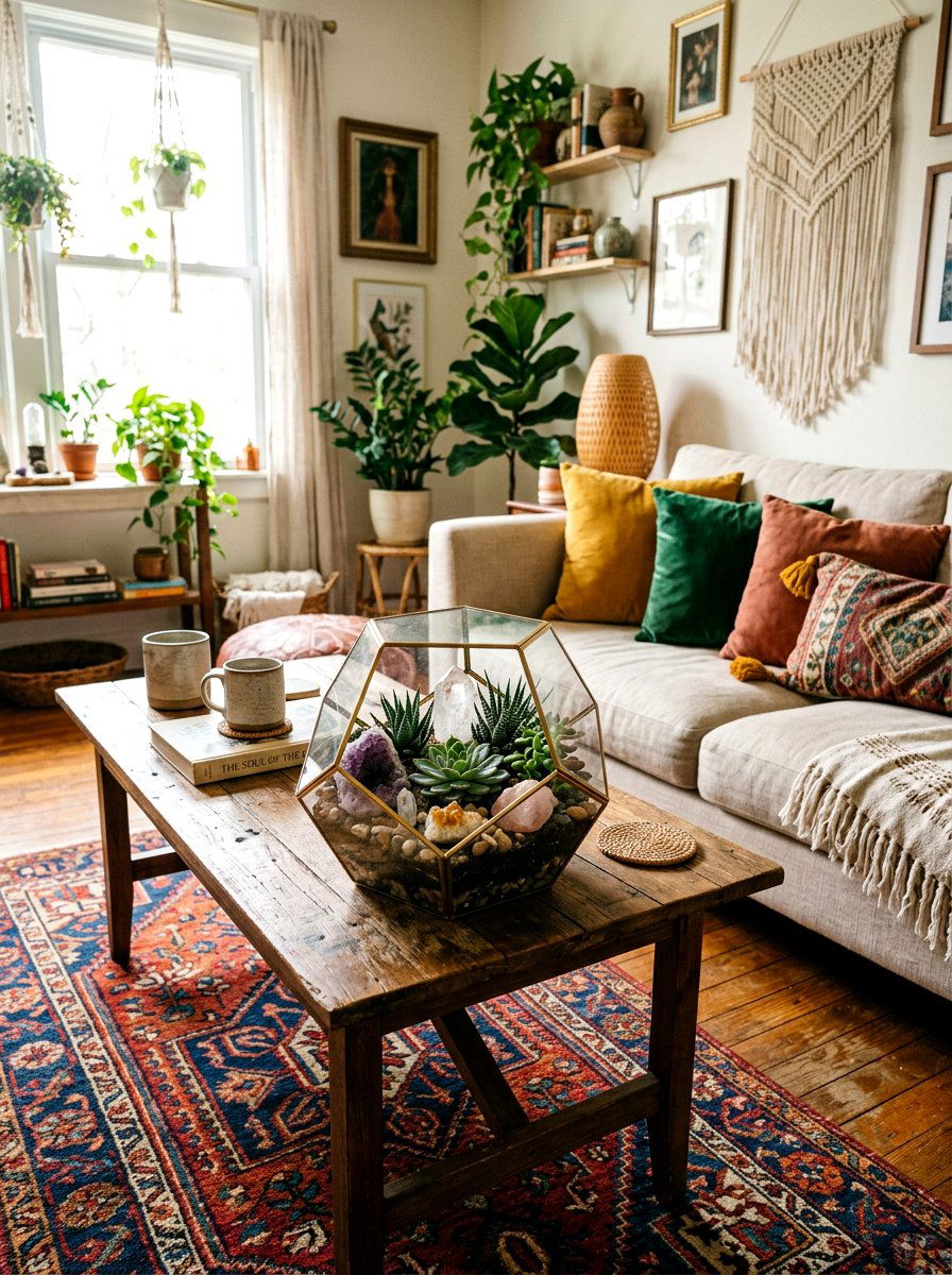 Geometric Terrarium With Crystals - 25 Spring Terrarium Decor Ideas