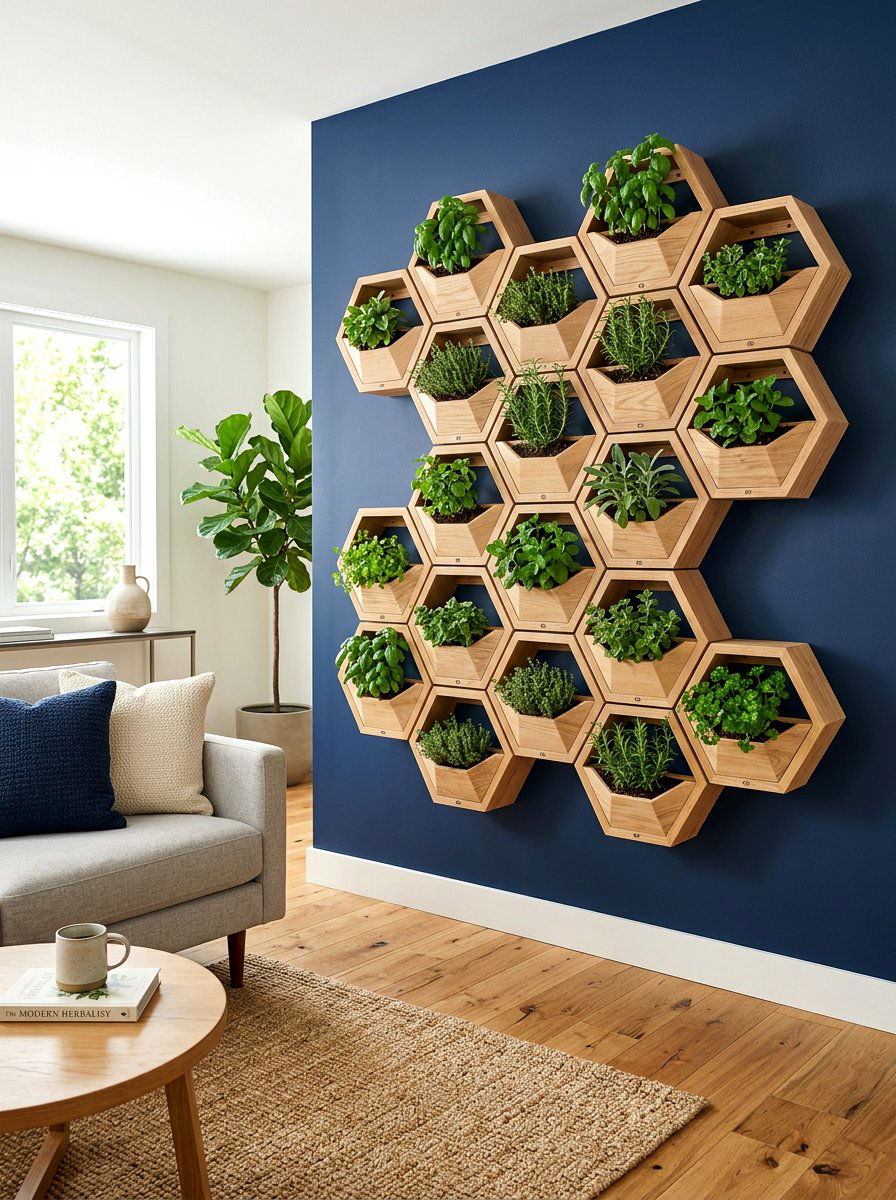 Geometric Wall Herb Planter - 25 Spring Indoor Herb Display Ideas