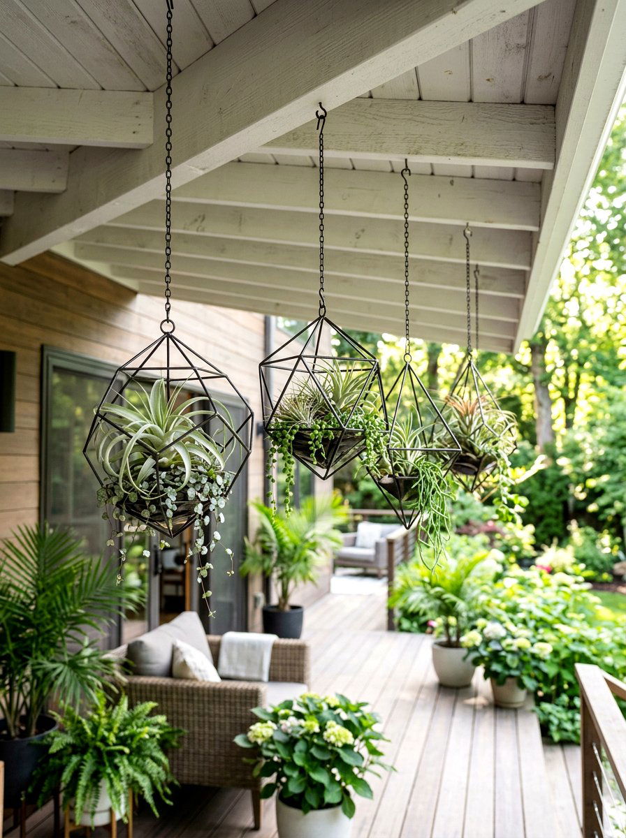 Geometric metal hanging baskets - 25 Spring Metal Planter Ideas