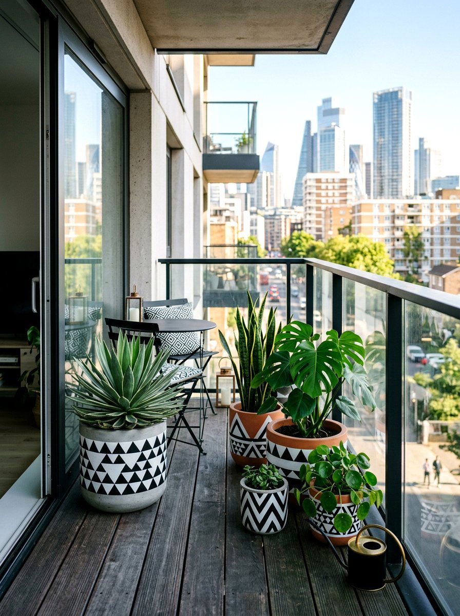 Geometric painted pots - 25 Spring Terracotta Pot Ideas