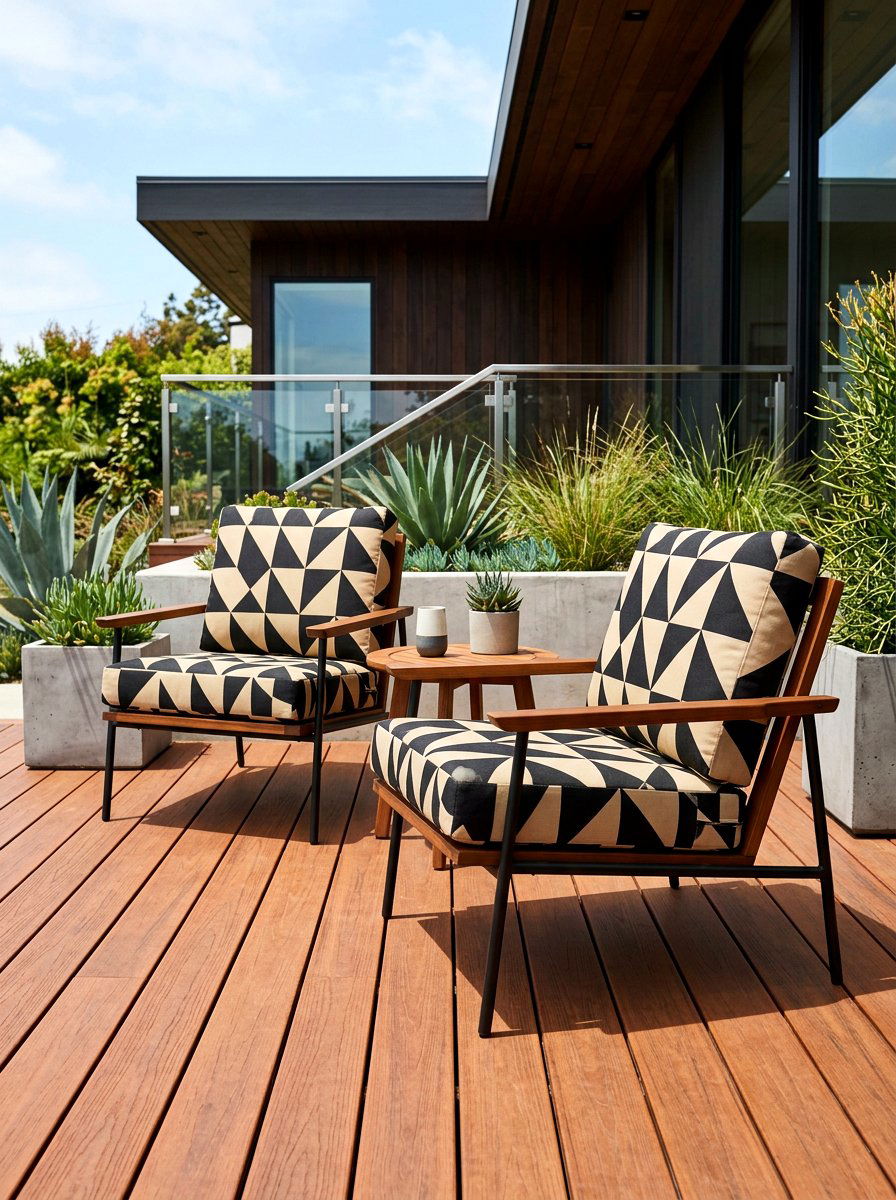 Geometric pattern deck cushion - 25 Spring Outdoor Cushion Ideas