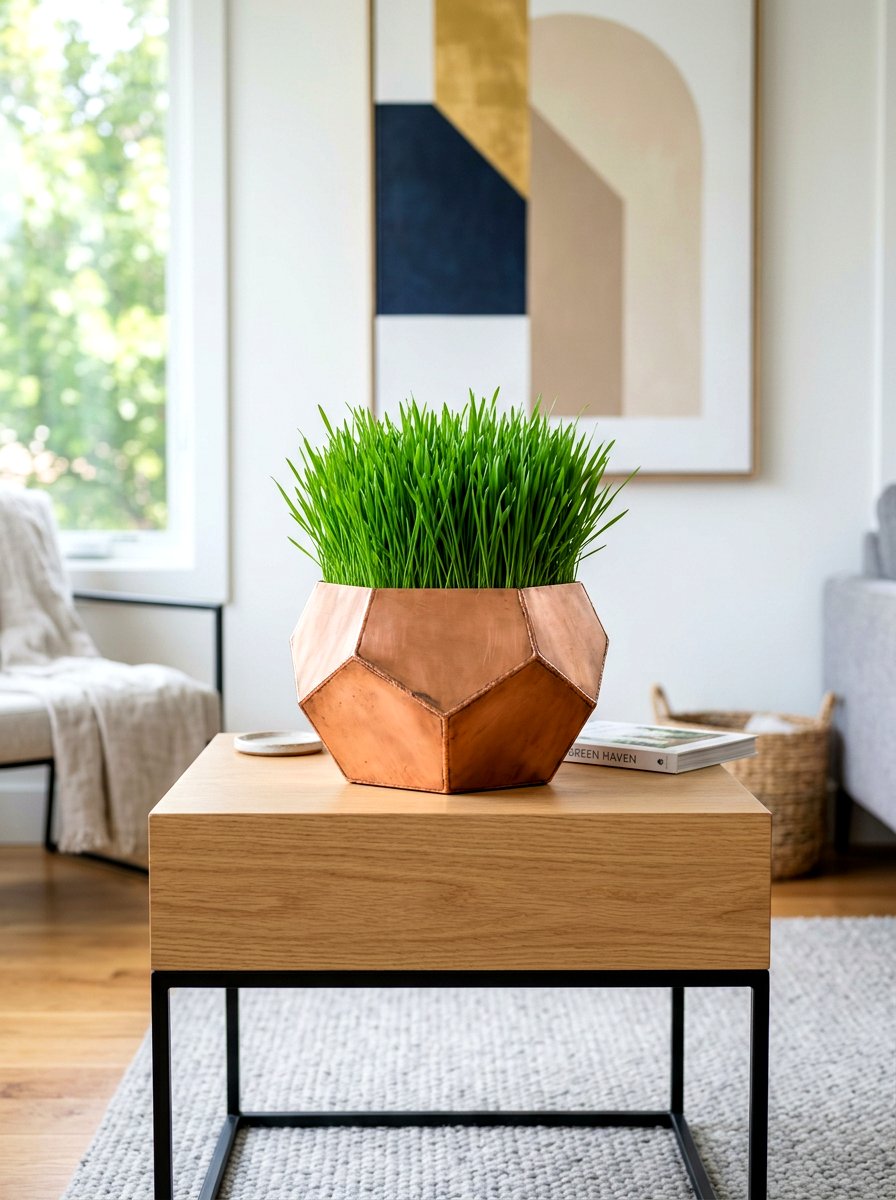 Geometric wheatgrass vessel - 25 Spring Wheatgrass Centerpiece Ideas