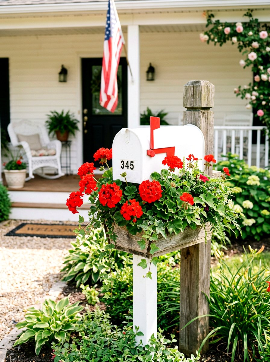 Geranium Flower Mailbox Arrangement - 25 Spring Mailbox Topper Ideas