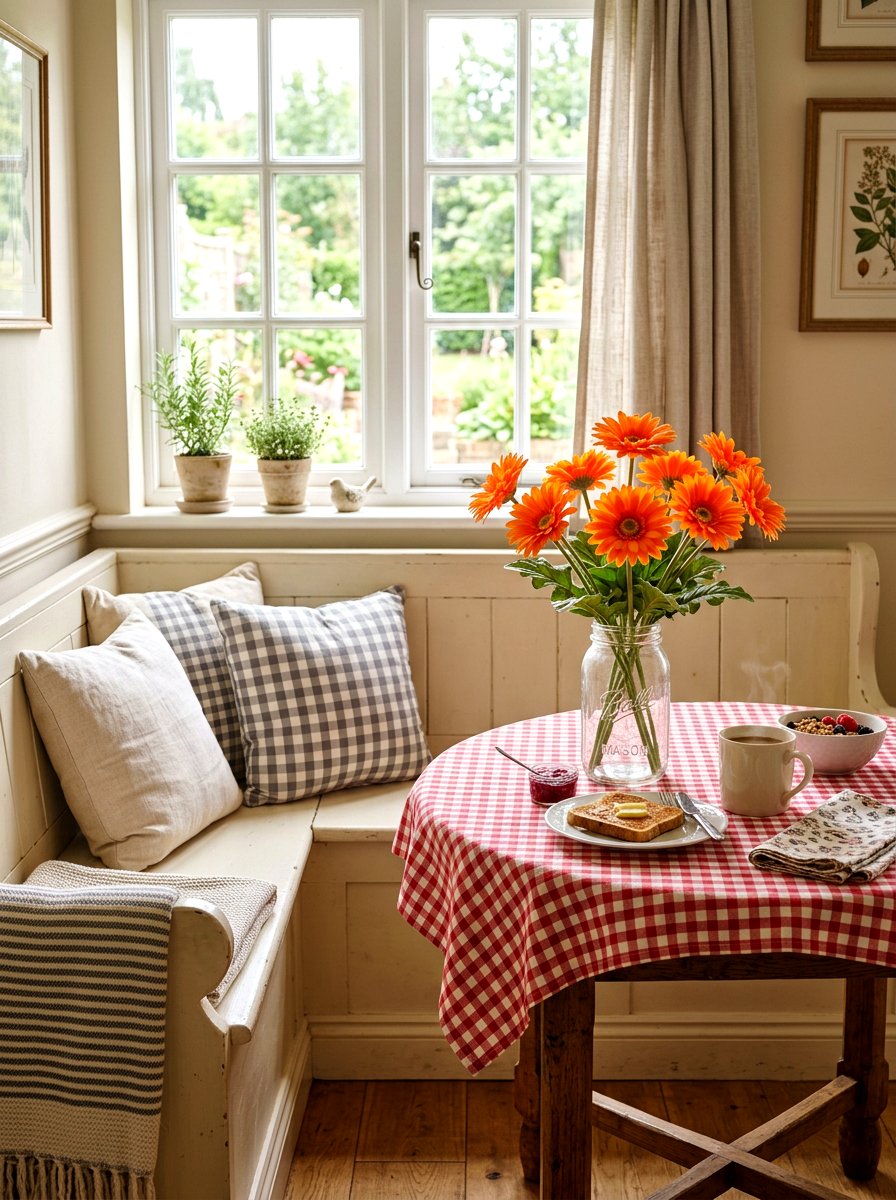 Gerbera Daisy Breakfast Nook - 25 Spring Silk Flower Arrangement Ideas