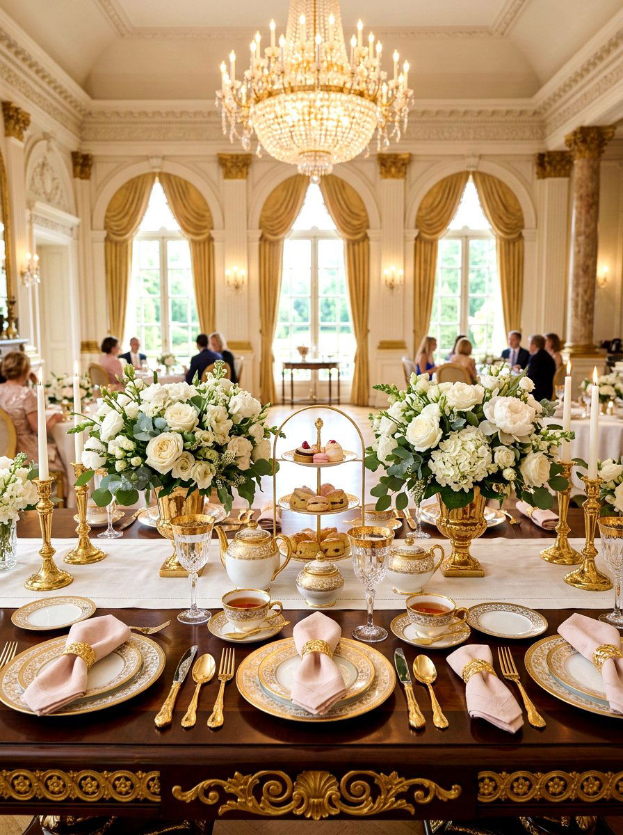 Gilded Gold Accent - 25 Spring Tea Party Table Ideas