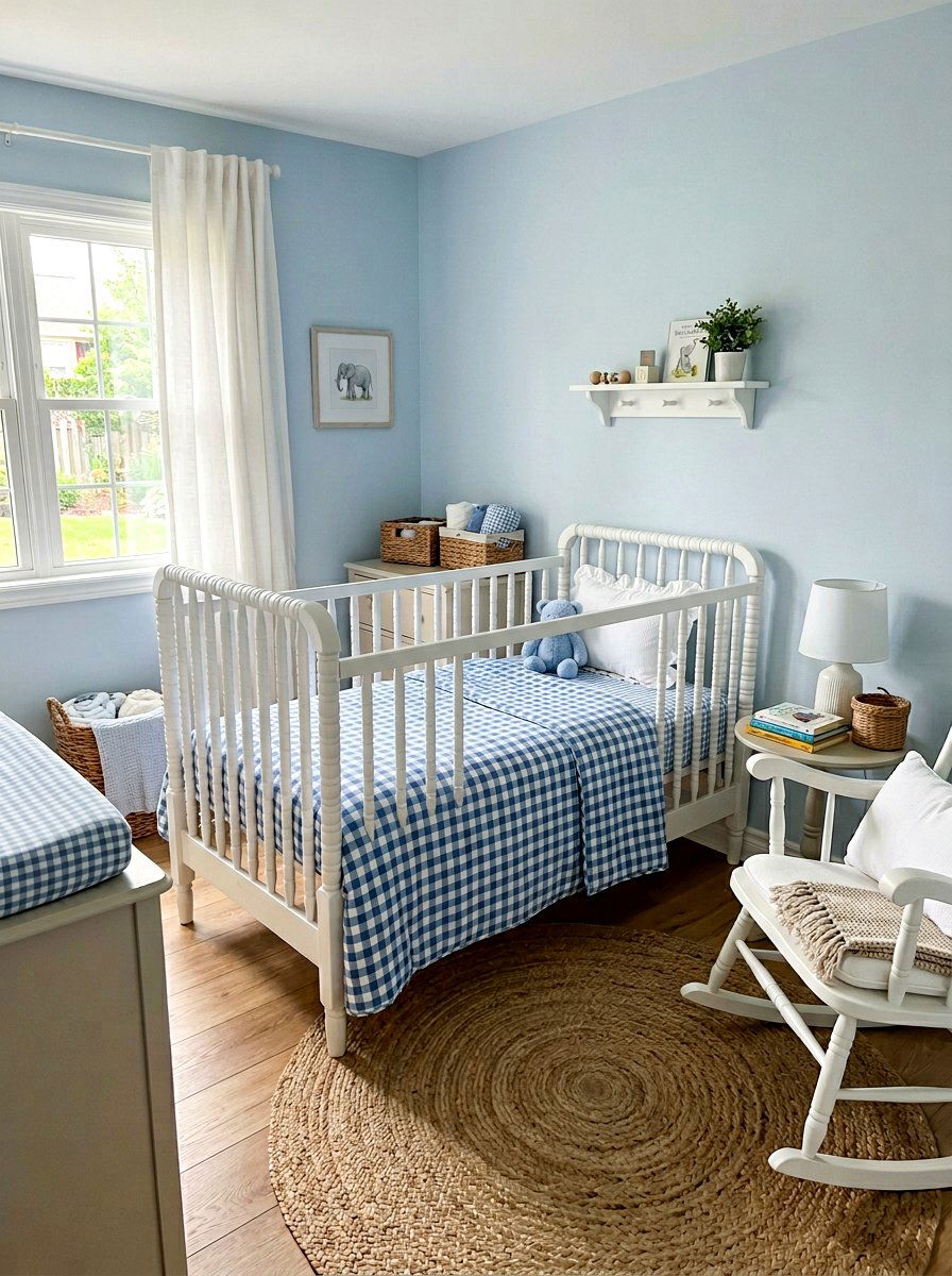 Gingham Baby Room Bedding - 25 Spring Baby Room Decor Ideas
