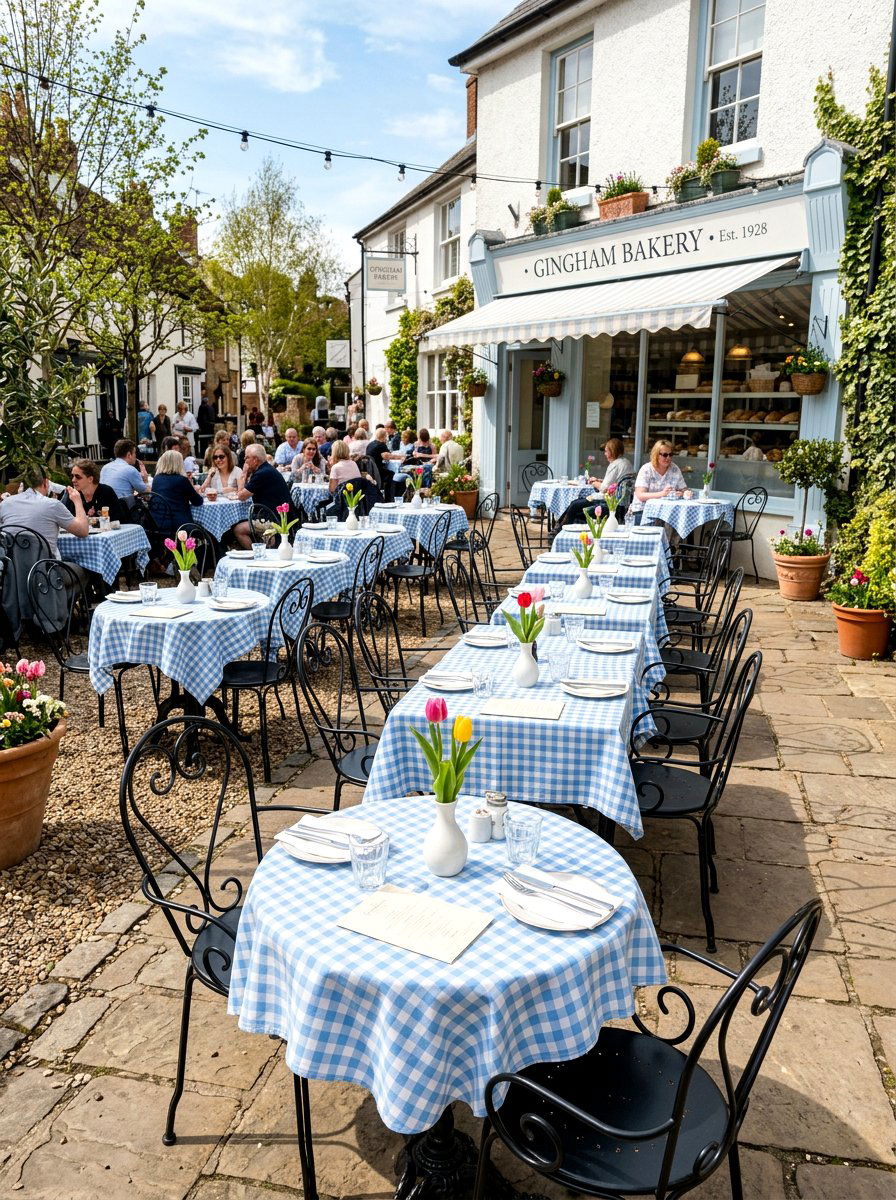 Gingham Bakery Table Setting - 25 Spring Bakery Decor Ideas