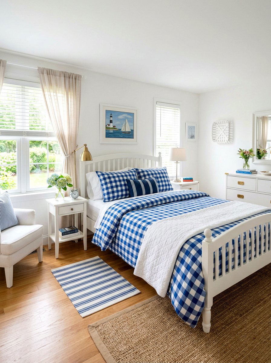 Gingham Check Bedding - 25 Spring Bedroom Decor Ideas