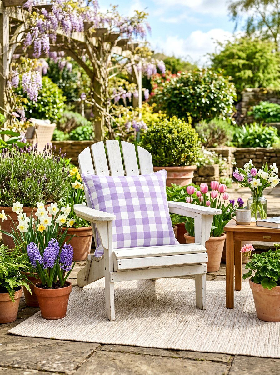 Gingham Check Cushion - 25 Spring Punch Needle Decor Ideas