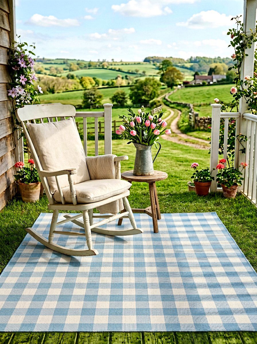 Gingham Check Mat - 25 Spring Doormat Ideas