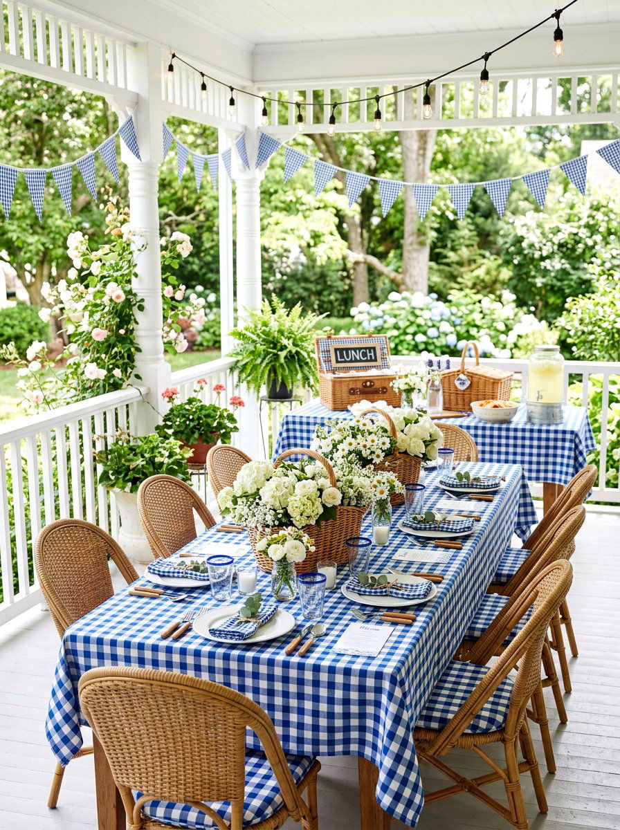 Gingham Check Party Decor - 25 Spring Baby Shower Decor Ideas