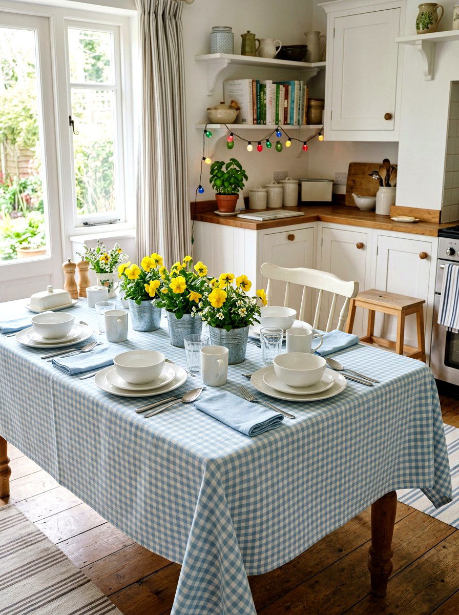 Gingham Check Tablecloth - 25 Spring Table Decor Ideas