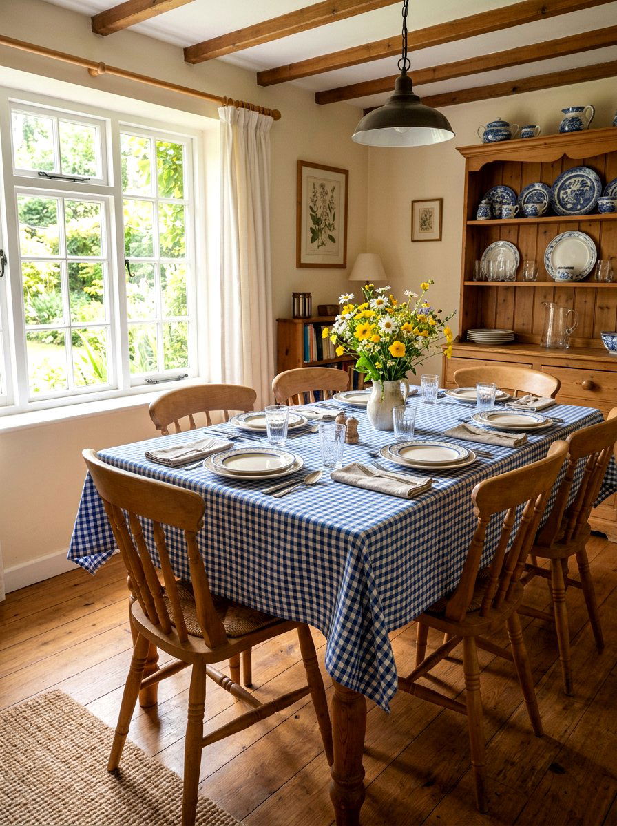 Gingham Check Tablecloth - 25 Spring Dinner Party Table Ideas