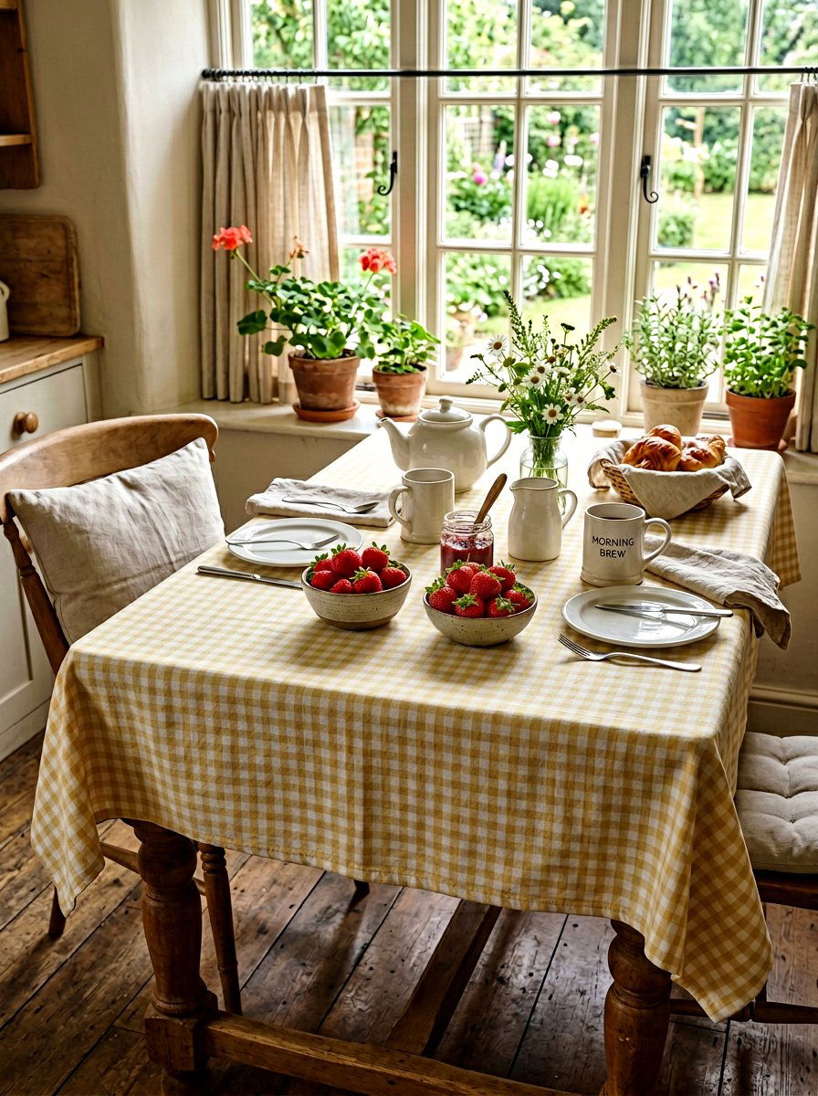 Gingham Checked Tablecloth - 25 Spring Tablescape Ideas