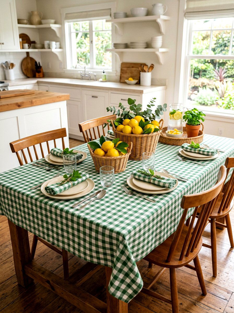 Gingham Dining Decor - 25 Spring Dining Room Decor Ideas
