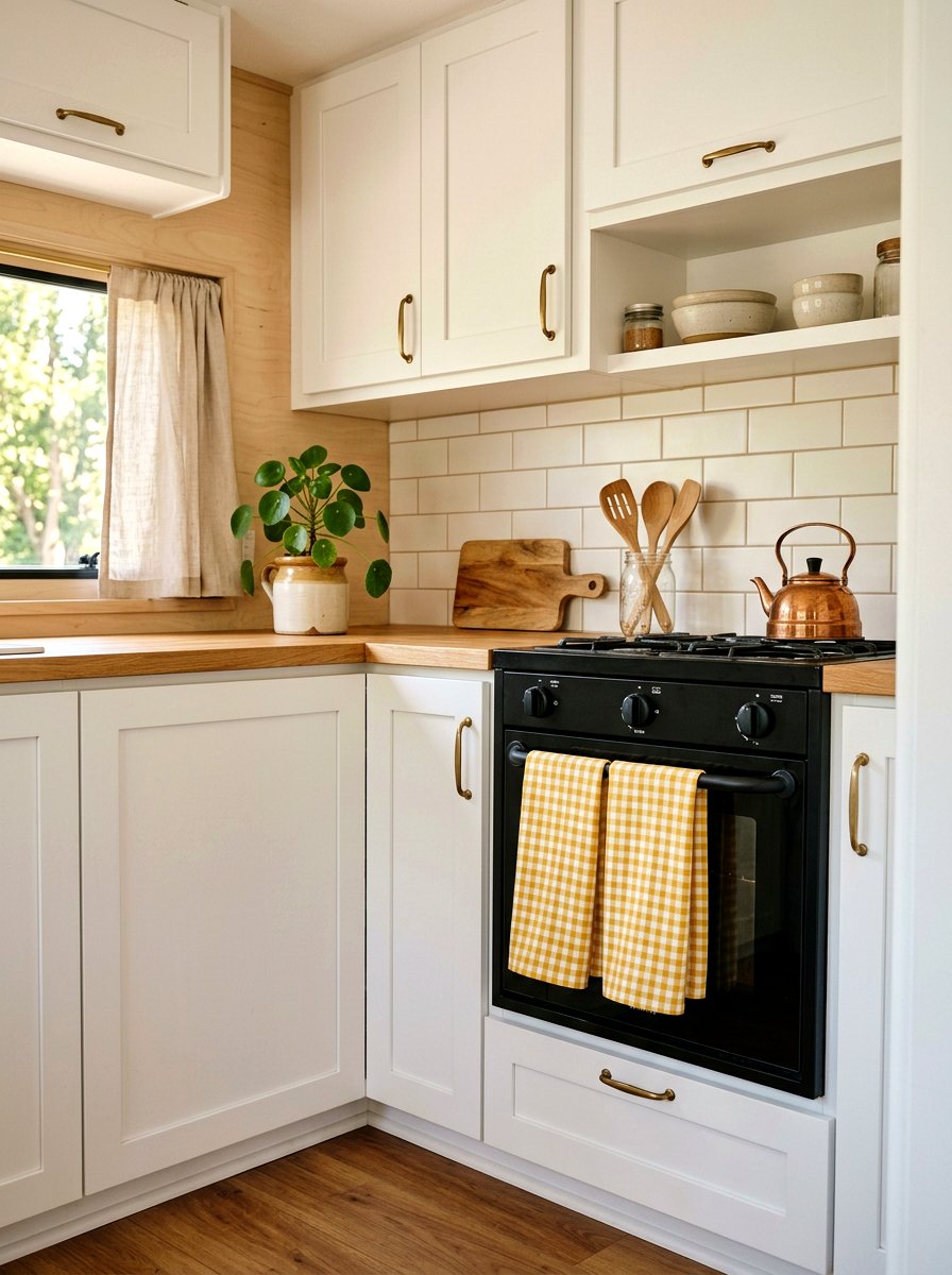 Gingham Kitchen Towels - 25 Spring Camper Decor Ideas
