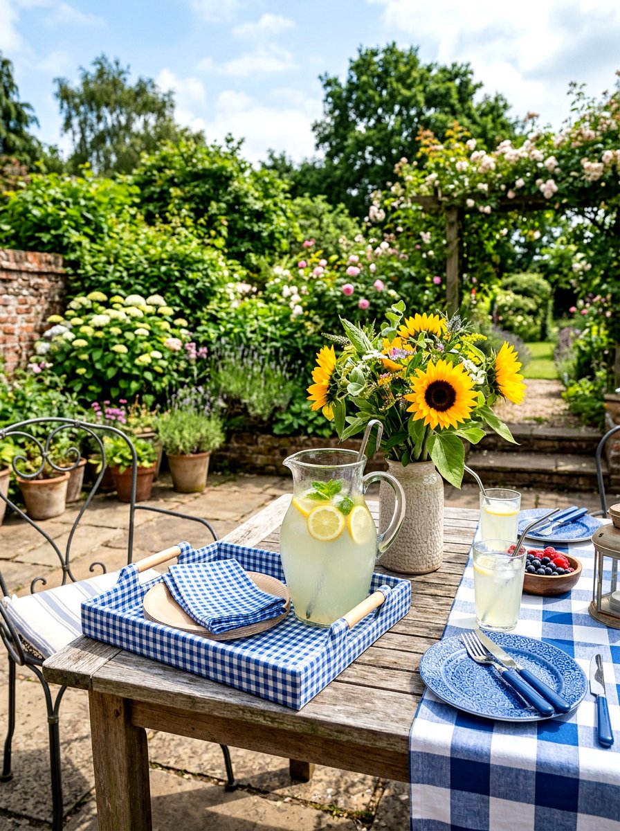 Gingham Napkin Tray - 25 Spring Tray Decor Ideas