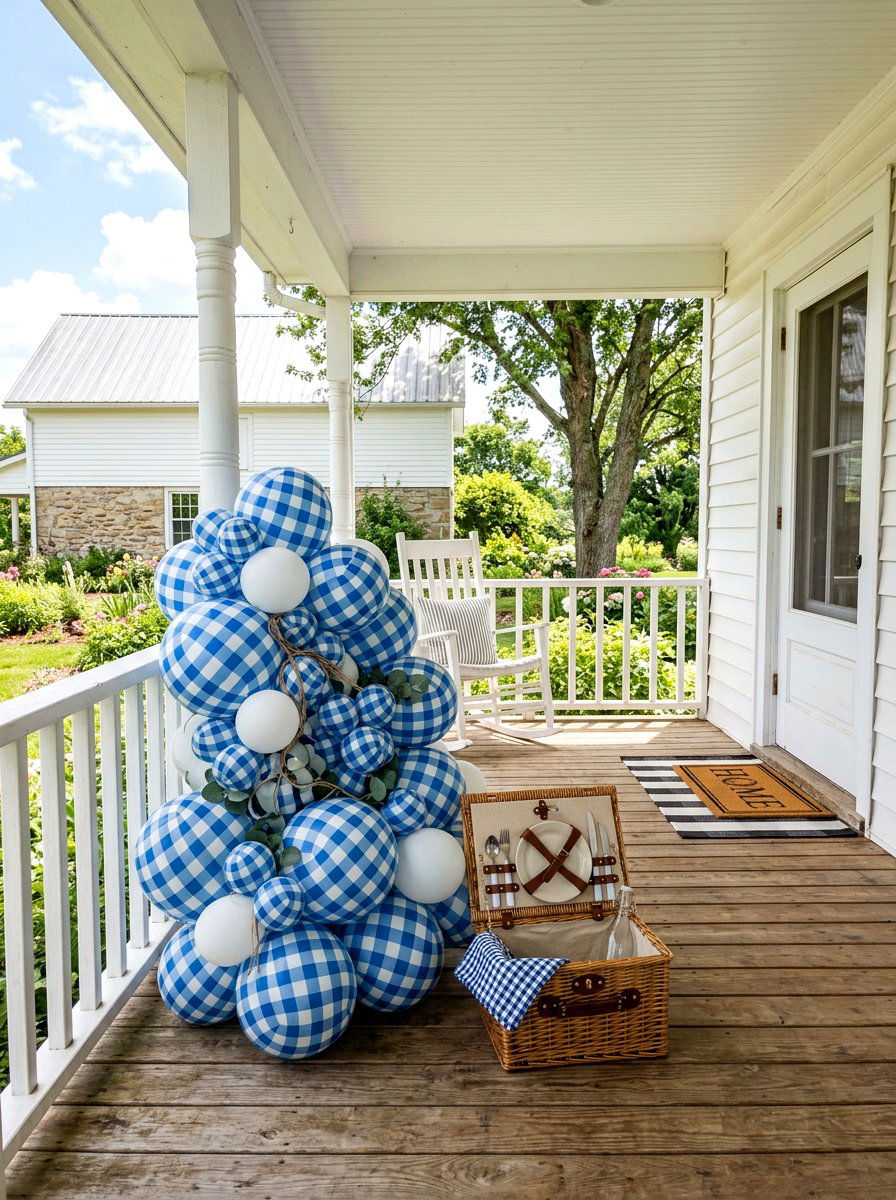 Gingham Pattern Balloon - 25 Spring Balloon Decor Ideas