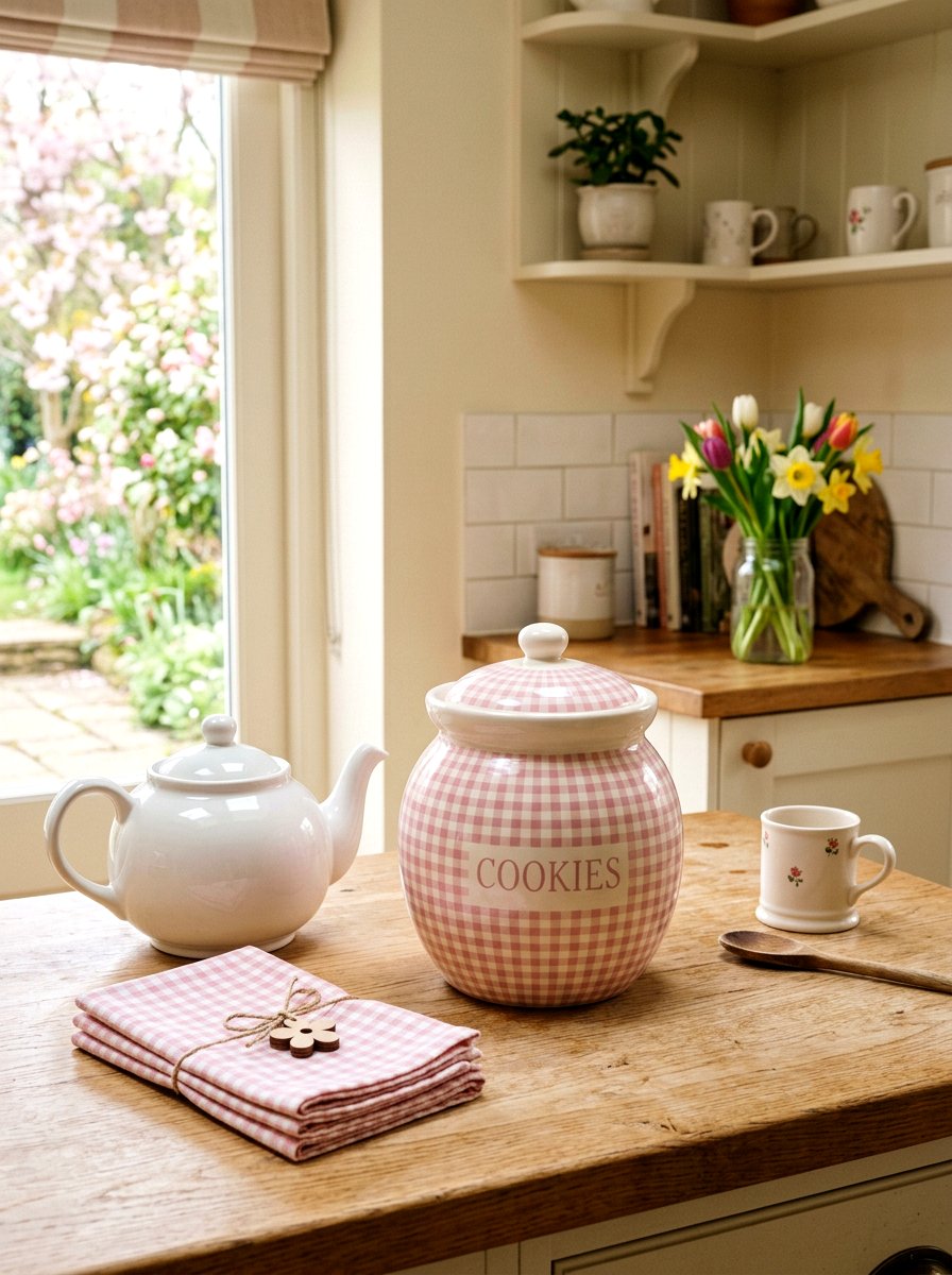 Gingham Pattern Cookie Jar - 25 Spring Cookie Jar Ideas