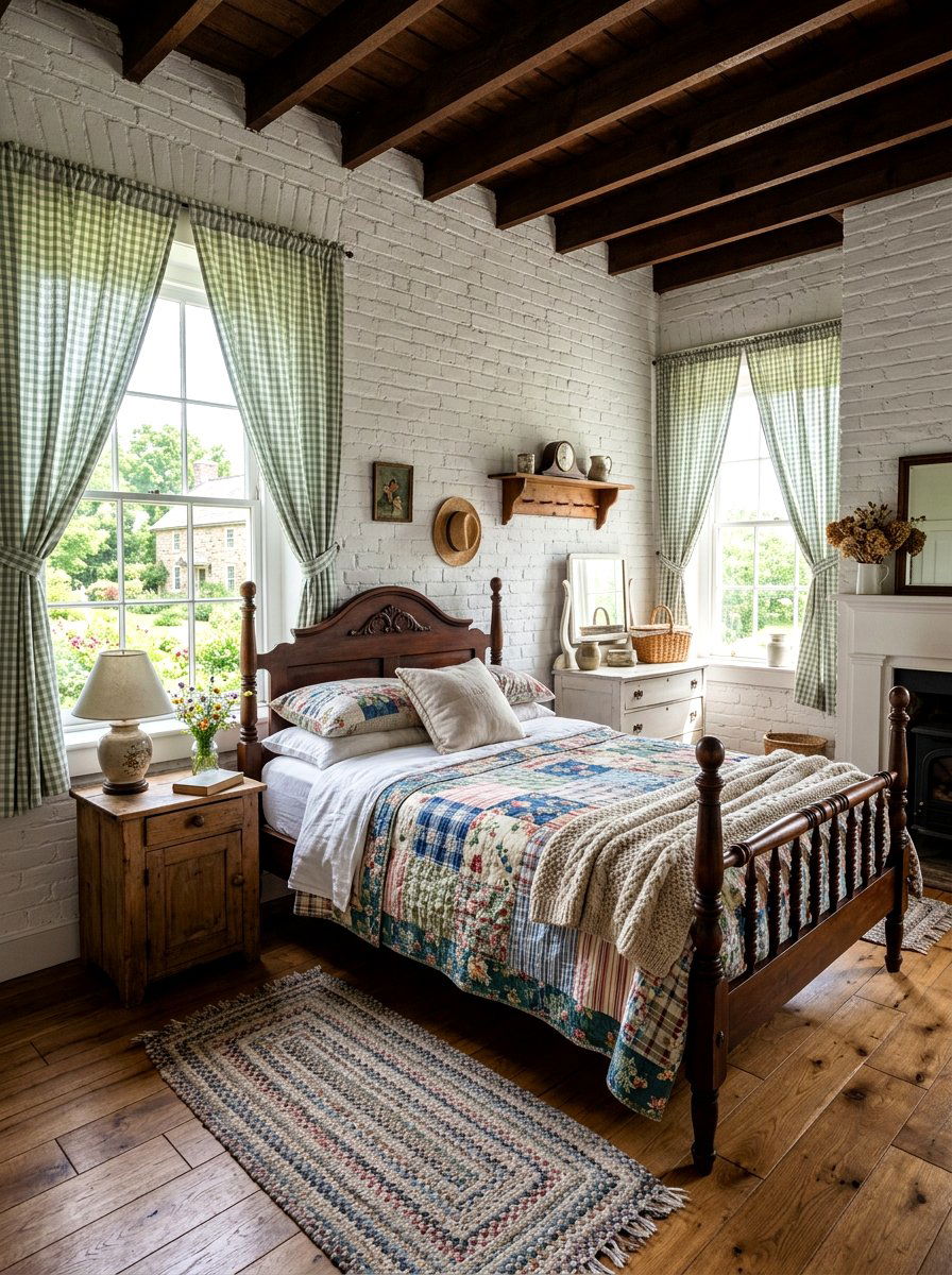 Gingham Pattern Curtains - 25 Spring Bedroom Curtain Ideas