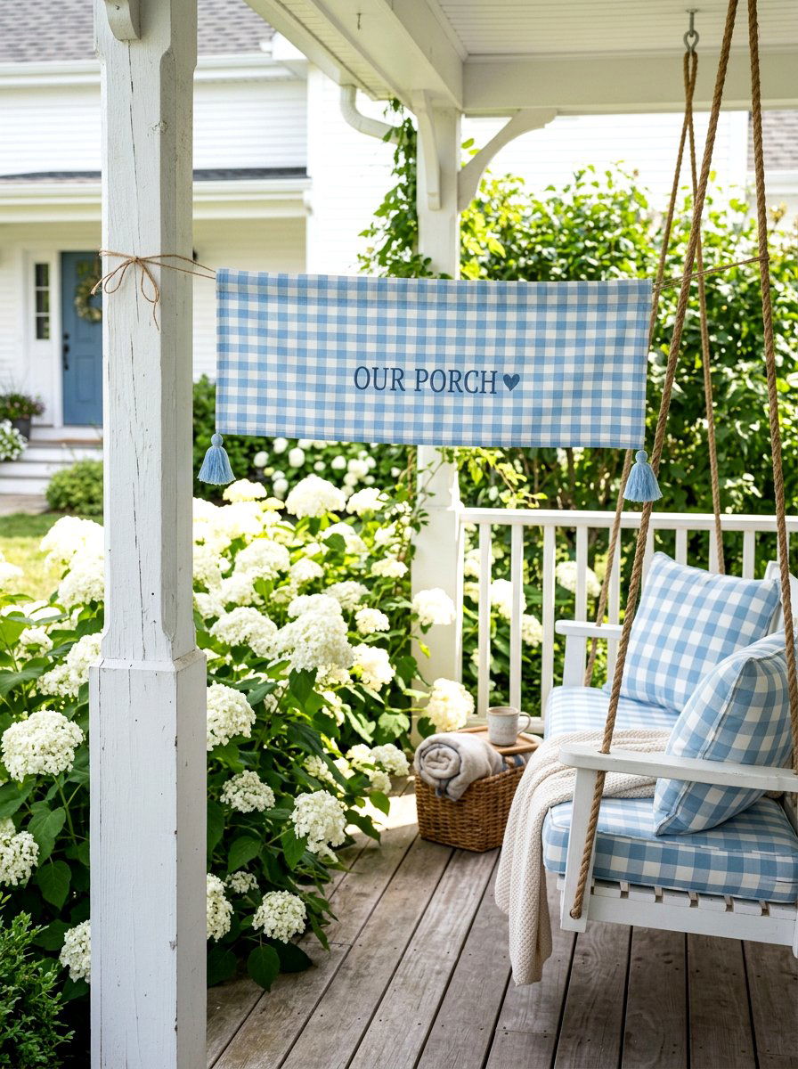 Gingham Pattern Outdoor Banner - 25 Spring Outdoor Banner Ideas