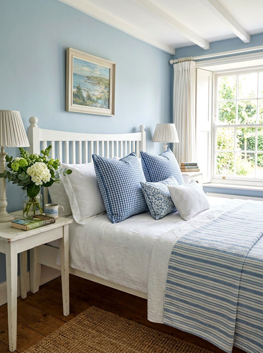 Gingham Pattern Pillow - 25 Spring Headboard Decor Ideas