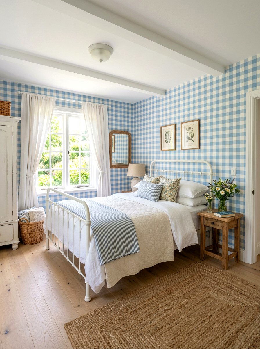 Gingham Pattern Wallpaper - 25 Spring Accent Wall Ideas