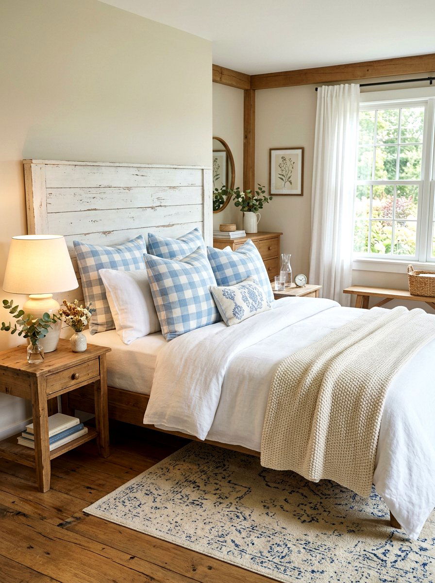 Gingham Pillows - 25 Spring Guest Room Decor Ideas
