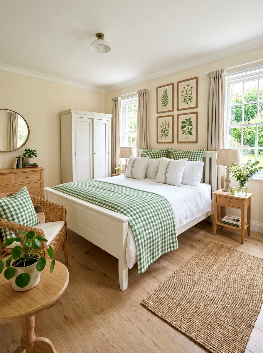 Gingham Print Accents - 25 Spring Bedroom Refresh Ideas