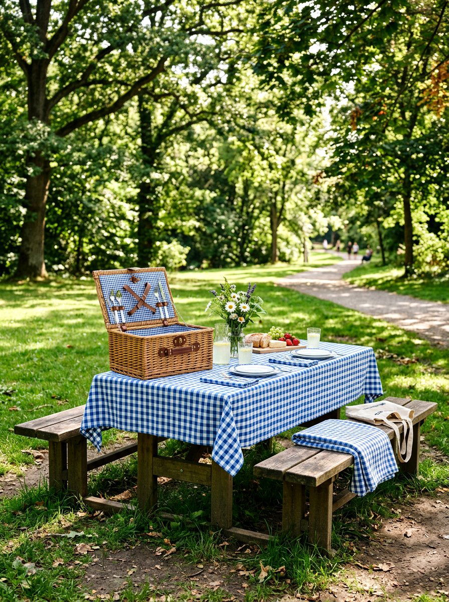 Gingham Print Picnic Decor - 25 Spring Gender Reveal Decor Ideas