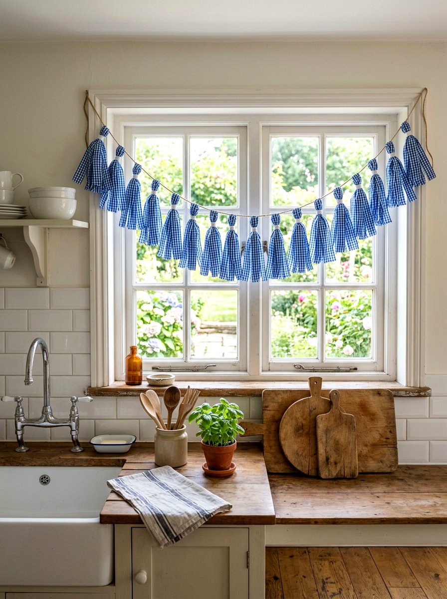 Gingham Ribbon Tassel Garland - 25 Spring Tassel Garland Ideas