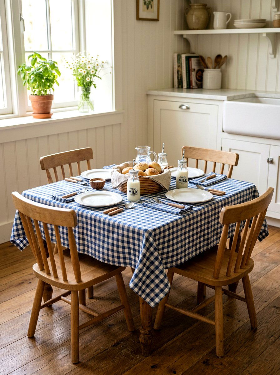 Gingham Table Linens - 25 Spring Kids Table Decor Ideas